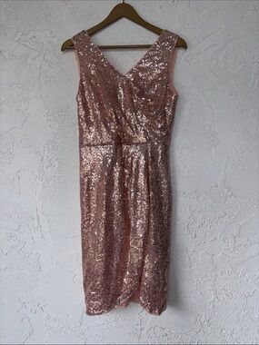 Grace Karin Rose Gold Sequin Midi Dress